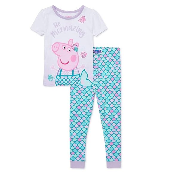 Toddler Girls 2 pc PEPPA PIG Be Mermazing Mermaid Cotton Pajamas Size 3T NWT - Picture 1 of 2